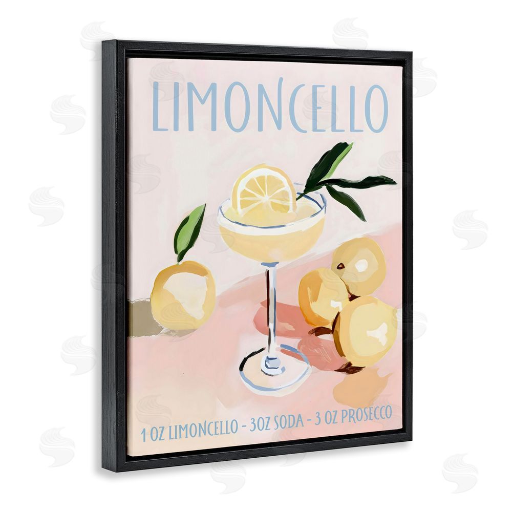 Sisi and Seb Limoncello Summer Cocktail Black Floating Framed Canvas Wall Art
