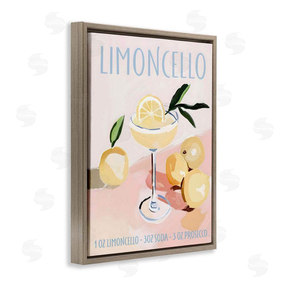 Sisi and Seb Limoncello Summer Cocktail Brown Floating Framed Canvas Wall Art