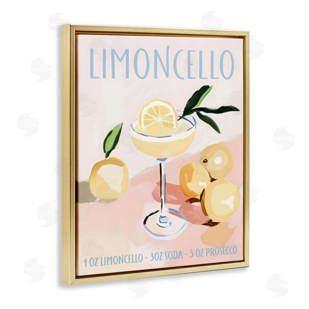 Sisi and Seb Limoncello Summer Cocktail Gold Floating Framed Canvas Wall Art