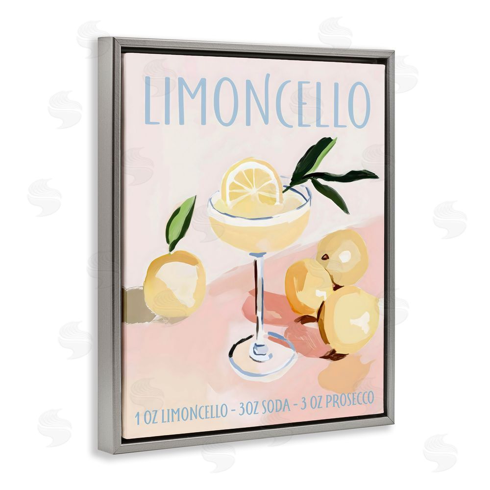 Sisi and Seb Limoncello Summer Cocktail Gray Floating Framed Canvas Wall Art