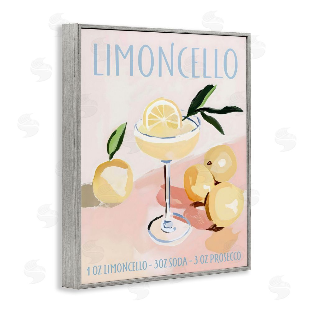 Sisi and Seb Limoncello Summer Cocktail Gray Framed Giclee Wall Art
