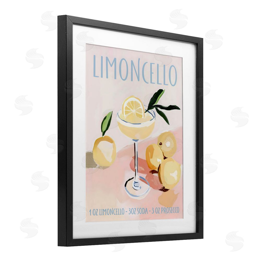 Sisi and Seb Limoncello Summer Cocktail Black Framed Print Under Glass Wall Art