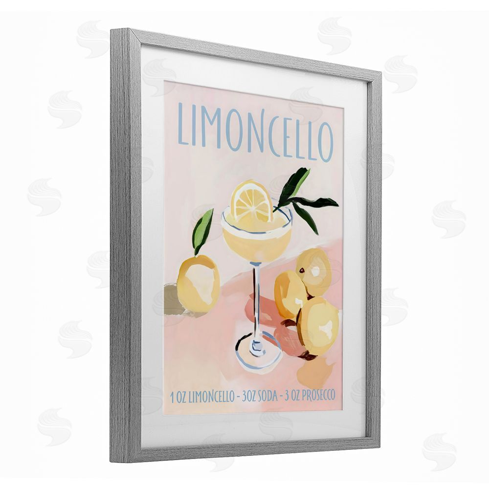 Sisi and Seb Limoncello Summer Cocktail Gray Framed Print Under Glass Wall Art