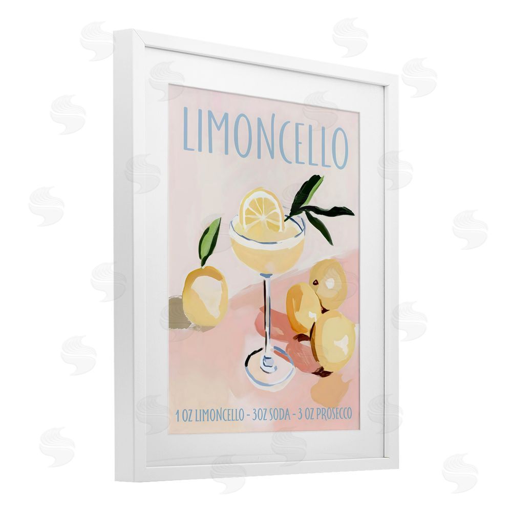 Sisi and Seb Limoncello Summer Cocktail White Framed Print Under Glass Wall Art