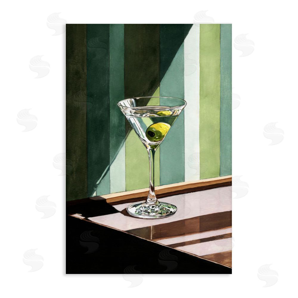 Petal Prints Design Olive Martini in Sun Beam Stretched Canvas Wall Art