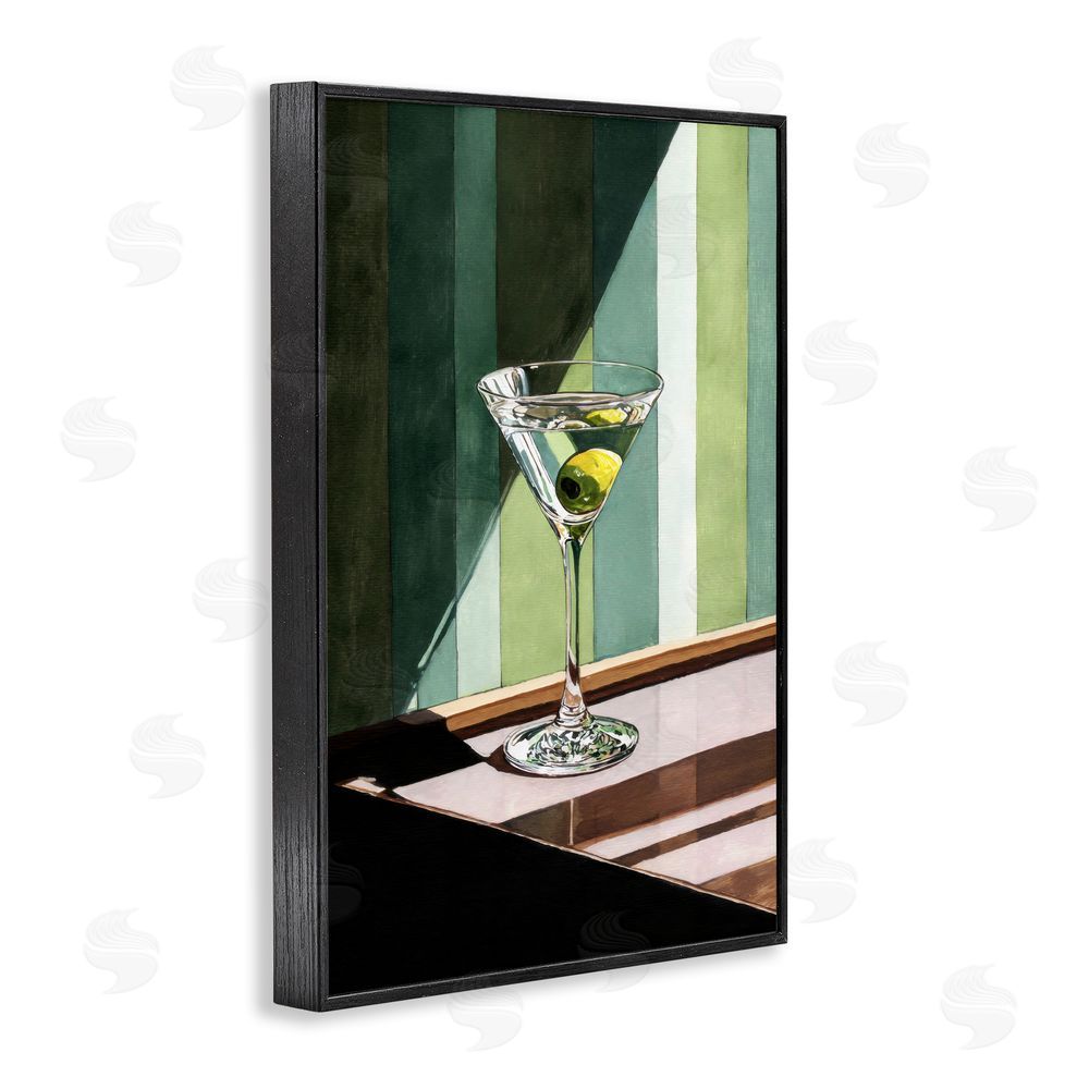 Petal Prints Design Olive Martini in Sun Beam Black Framed Giclee Wall Art