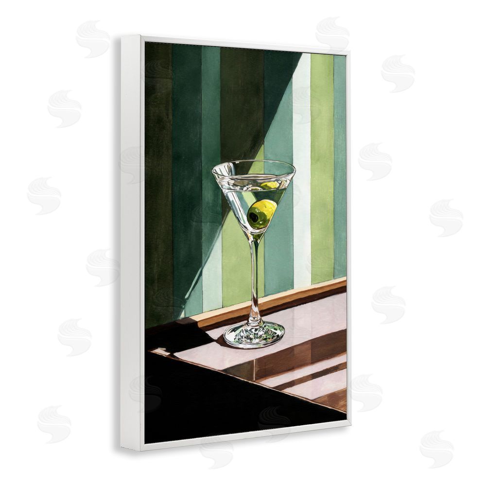 Petal Prints Design Olive Martini in Sun Beam White Framed Giclee Wall Art