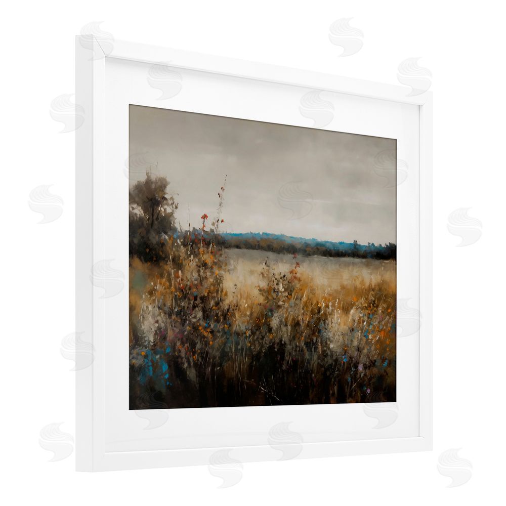 Creative Studio Abstract Grunge Meadow White Framed Print Under Glass with Matting Wall Art