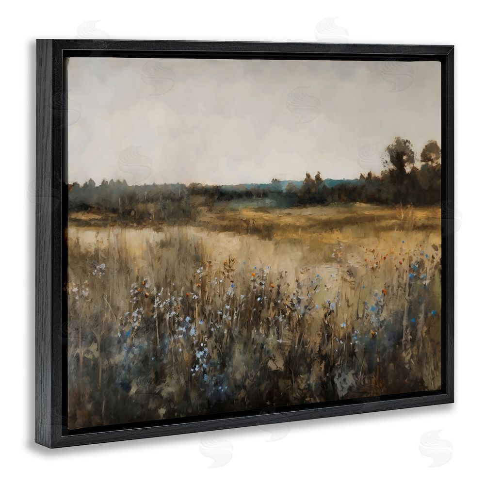 Creative Studio Wildflowers & Wheat Meadow Black Floating Framed Canvas Wall Art Print