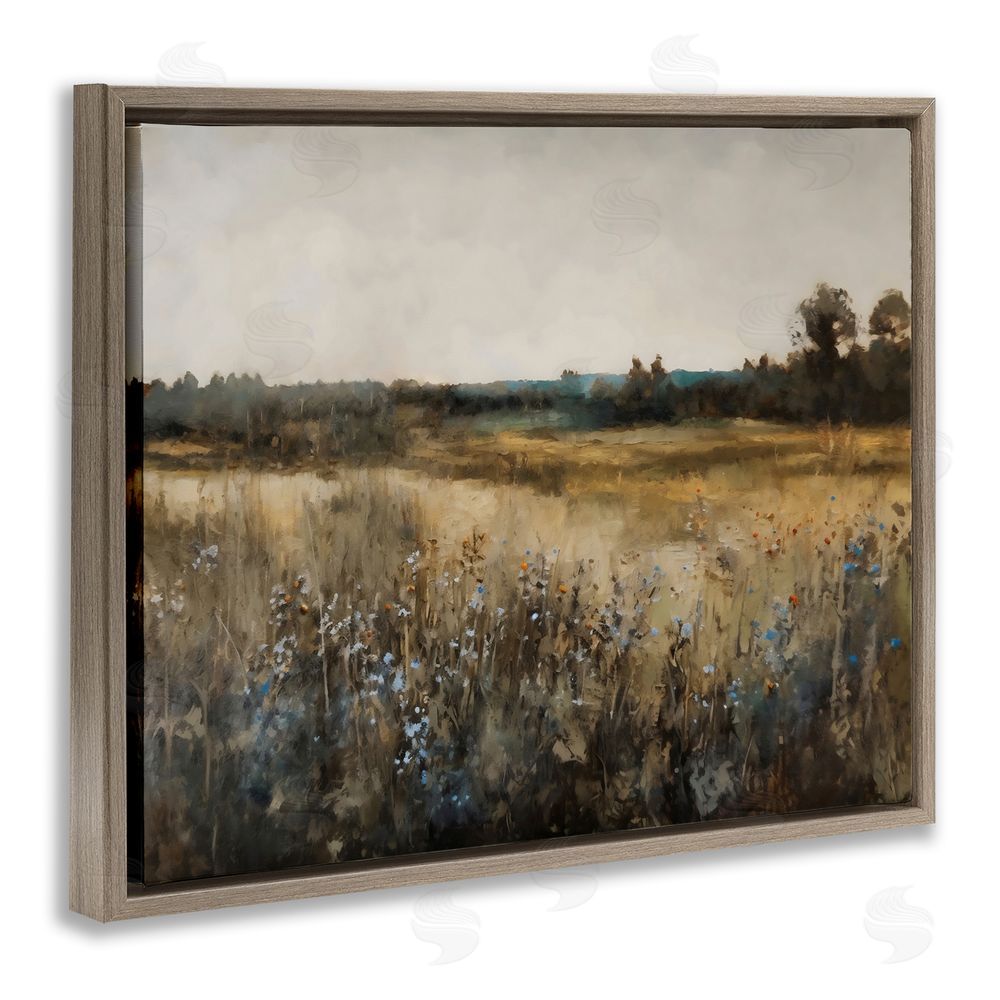 Creative Studio Wildflowers & Wheat Meadow Brown Floating Framed Canvas Wall Art Print
