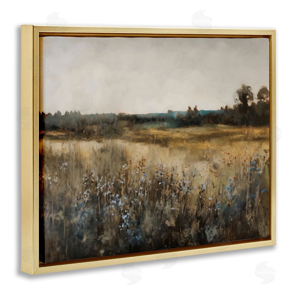 Creative Studio Wildflowers & Wheat Meadow Gold Floating Framed Canvas Wall Art Print