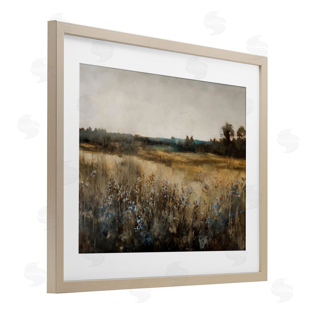 Creative Studio Wildflowers & Wheat Meadow Brown Framed Print Under Glass with White Mat Wall Art