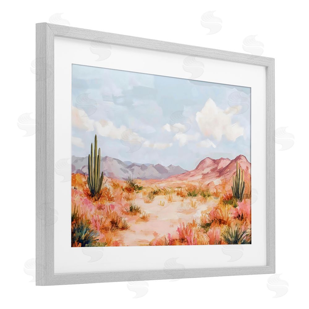 Creative Studio Pastel Desert Dream Sunset Gray Framed Print Under Glass Wall Art