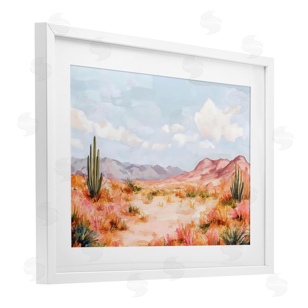 Creative Studio Pastel Desert Dream Sunset White Framed Print Under Glass Wall Art