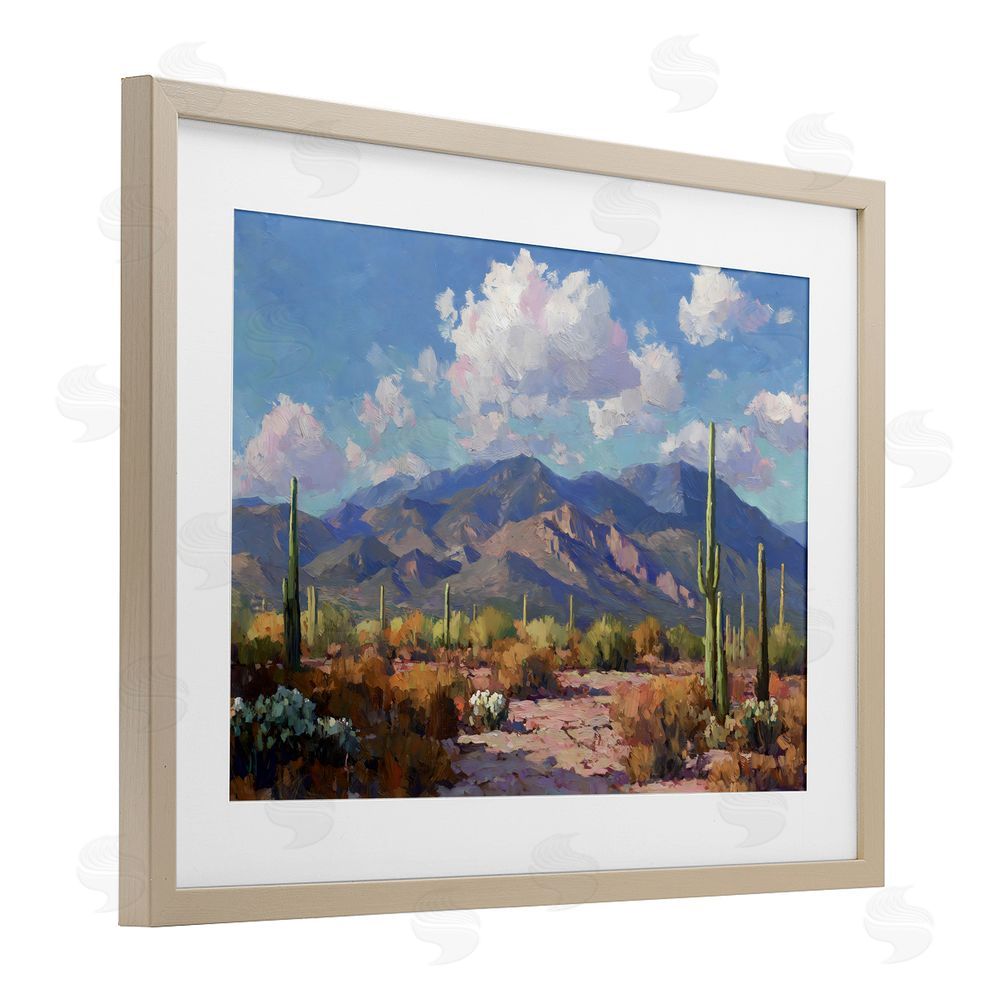 Gina Kelly Desert Mountains at Sunset Glow Brown Framed Print Under Glass Wall Art