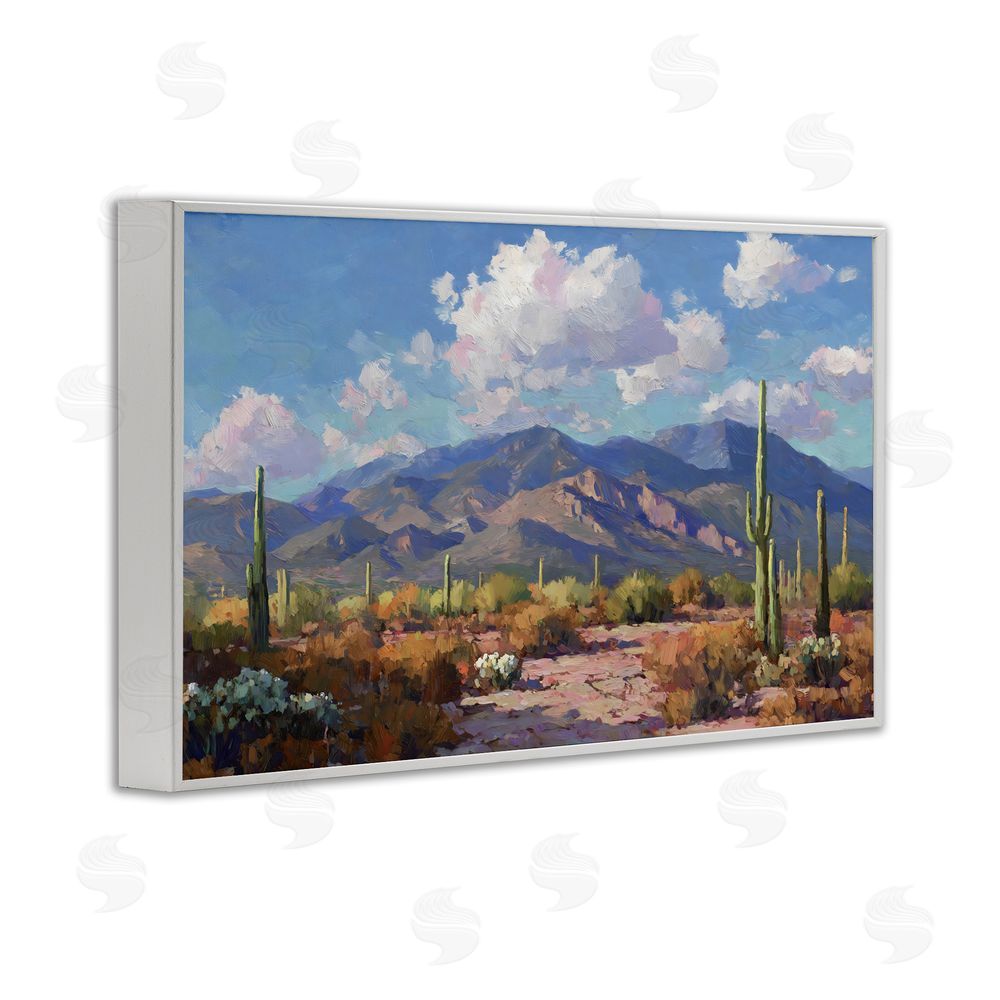 Gina Kelly Desert Mountains at Sunset Glow White Framed Giclee Wall Art Print