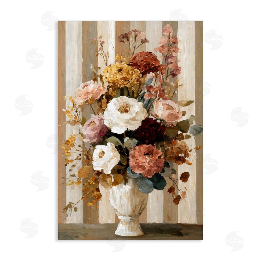 Petal Prints Design Vintage Arrangement in Vase Stretched Canvas Wall Art Print