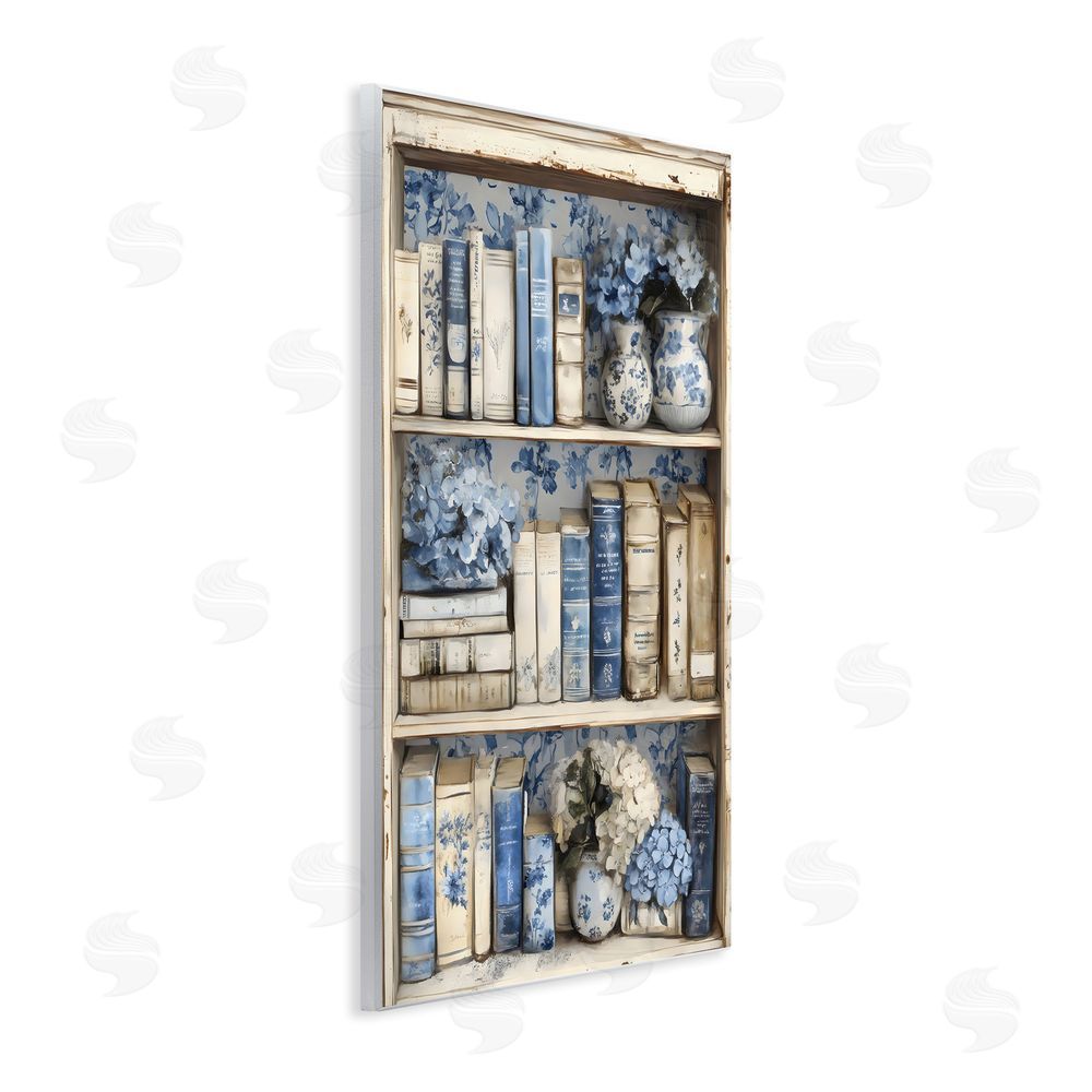 LSR Design Studio Blue & Beige Bookcase Wall Plaque Art Print