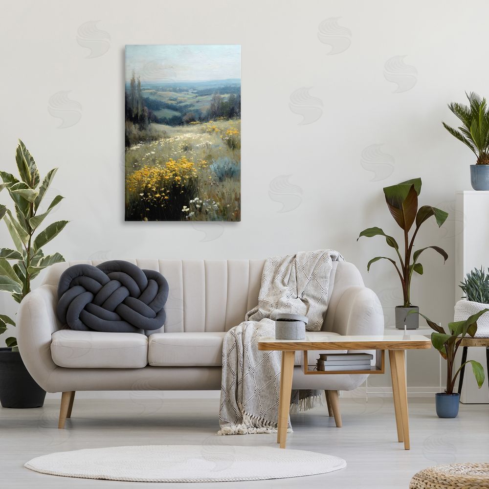 Petal Prints Design Sporadic Meadow Flowers Stretched Canvas on Wall