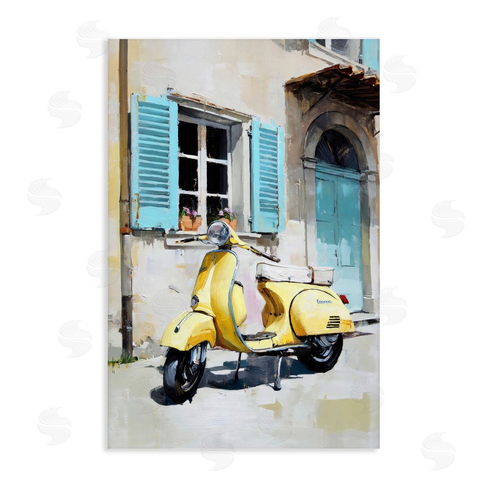 Petal Prints Design Sunny Day Scooter Ride Stretched Canvas Wall Art Print