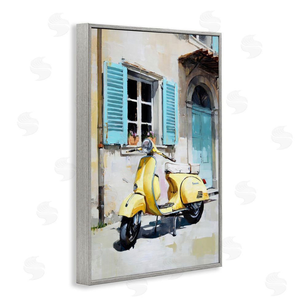 Petal Prints Design Sunny Day Scooter Ride Gray Framed Giclee Wall Art Print