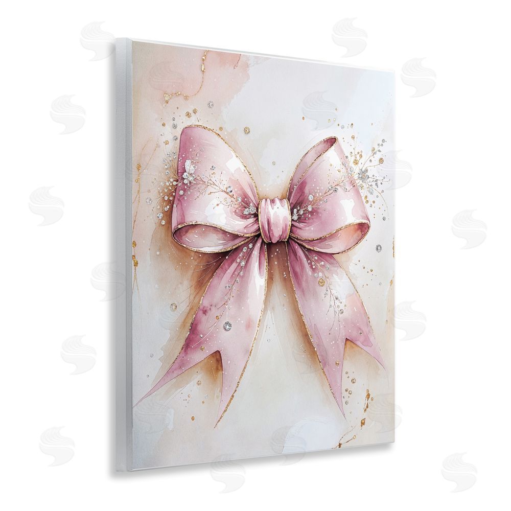 Nataly White Glamorous Blush Pink Bow Wall Plaque Home Decor Art Print