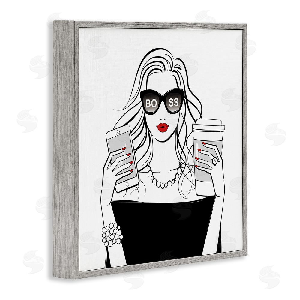 Martina Pavlova Chic Boss Morning Coffee Moment Gray Framed Giclee Wall Art Print