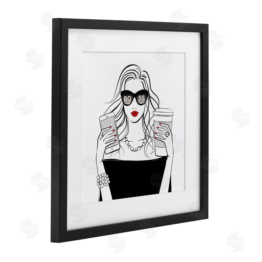 Martina Pavlova Chic Boss Morning Coffee Moment Black Framed Print Under Glass Wall Art