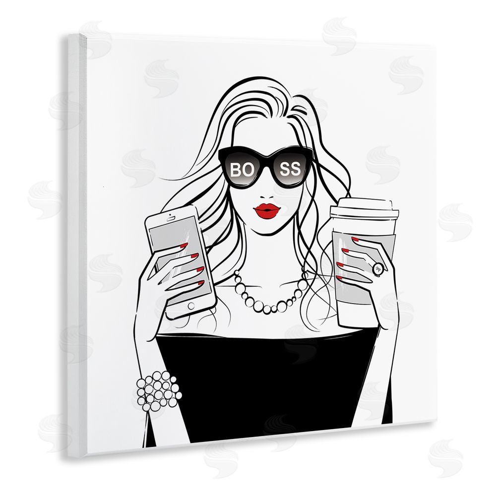Martina Pavlova Chic Boss Morning Coffee Moment Wall Plaque with Fixed Lithograph Print