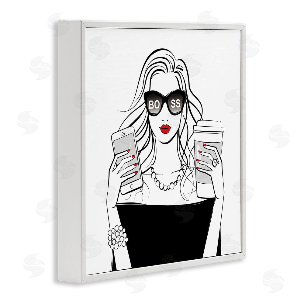 Martina Pavlova Chic Boss Morning Coffee Moment White Framed Giclee Wall Art Print