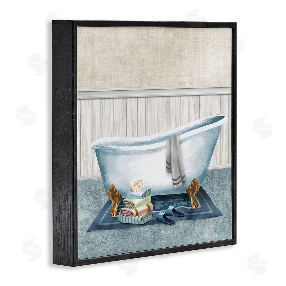 Conrad Knutsen Cozy Clawfoot Bathtub Spa Black Framed Giclee Wall Art Print