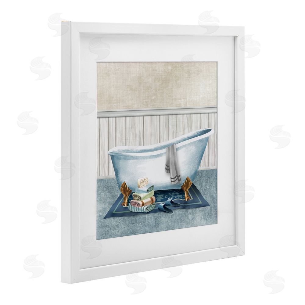 Conrad Knutsen Cozy Clawfoot Bathtub Spa White Framed Print Under Glass Wall Art