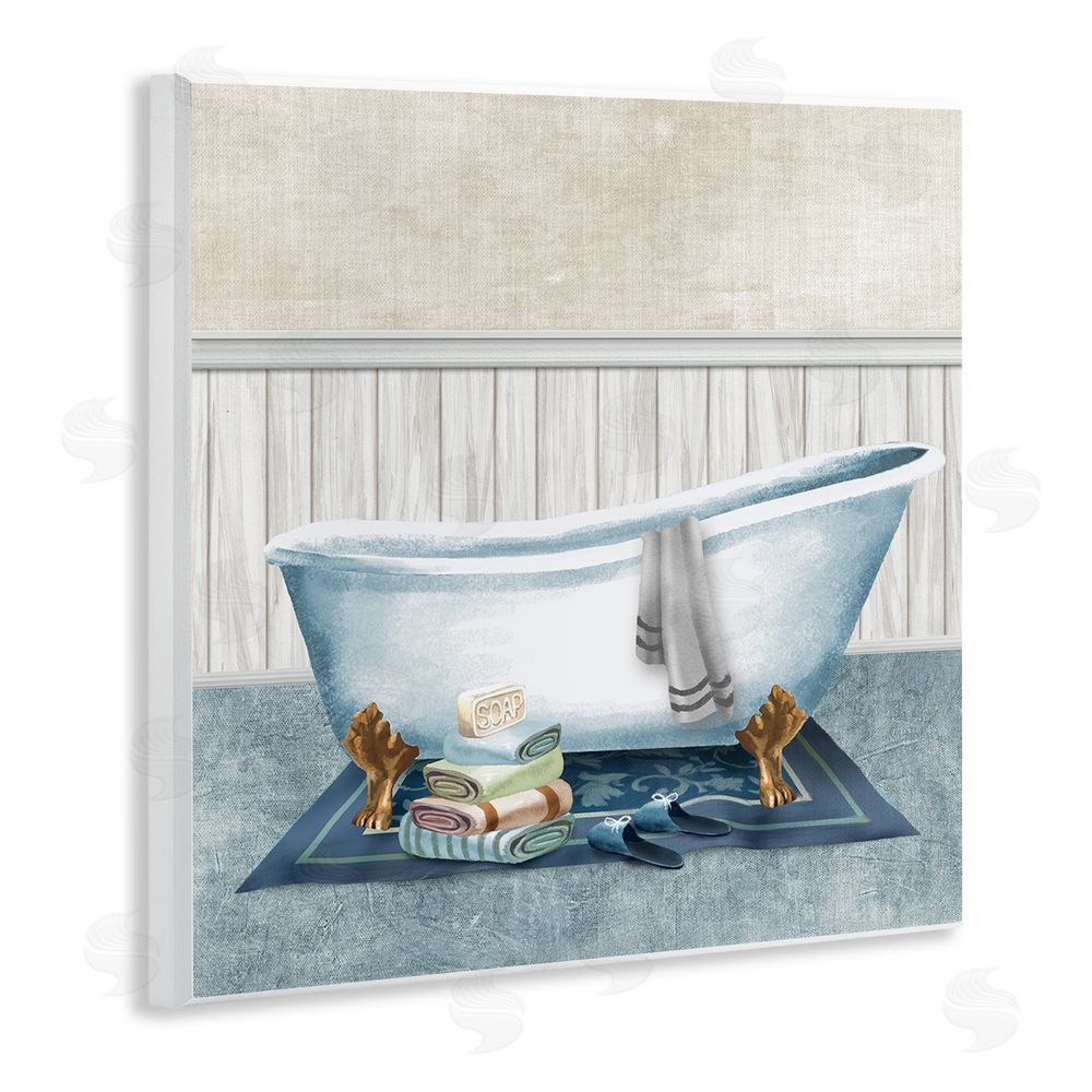 Conrad Knutsen Cozy Clawfoot Bathtub Spa Wooden Wall Plaque Art Print