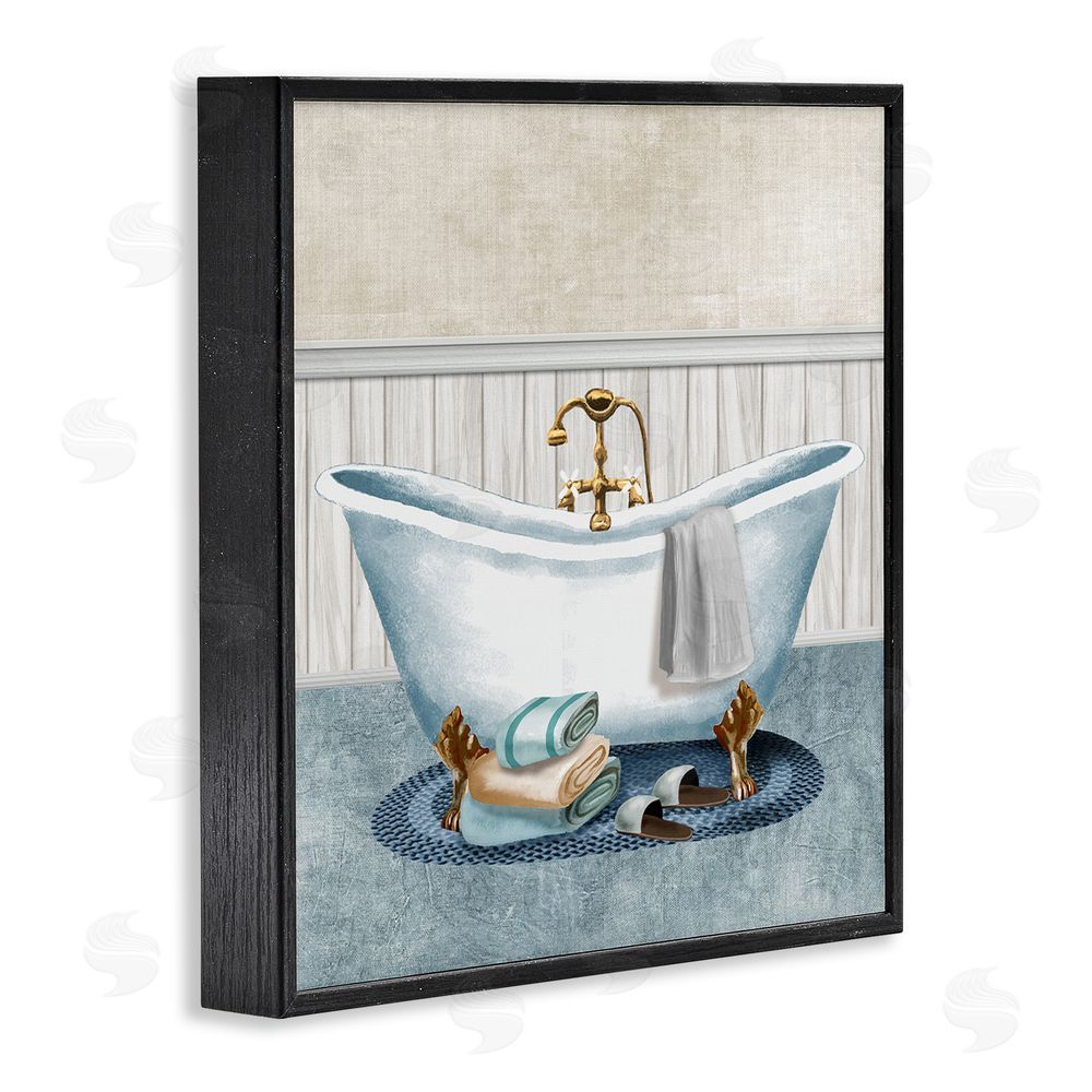 Conrad Knutsen Cozy Spa Bathtub & Slippers Black Framed Giclee Wall Art Print
