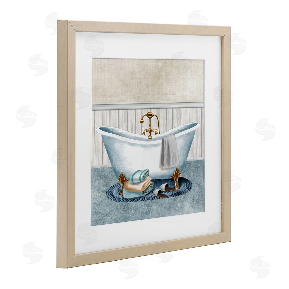 Conrad Knutsen Cozy Spa Bathtub & Slippers Brown Framed Print Under Glass Wall Art