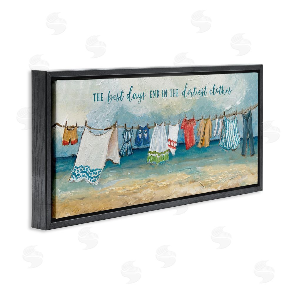 Charlene Olson Clothesline By The Sea Black Floating Frame Canvas Wall Art Print