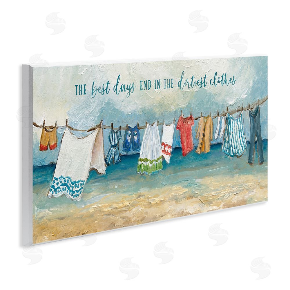 Charlene Olson Clothesline By The Sea Wooden Wall Plaque Art Print