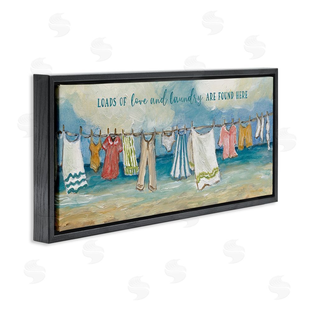 Charlene Olson Laundry By The Sea Black Floating Frame Canvas Wall Art Print