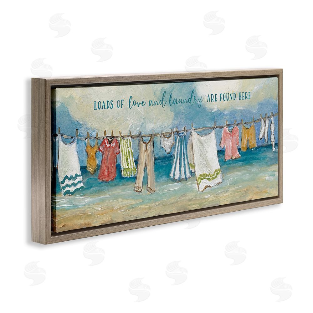 Charlene Olson Laundry By The Sea Brown Floating Frame Canvas Wall Art Print