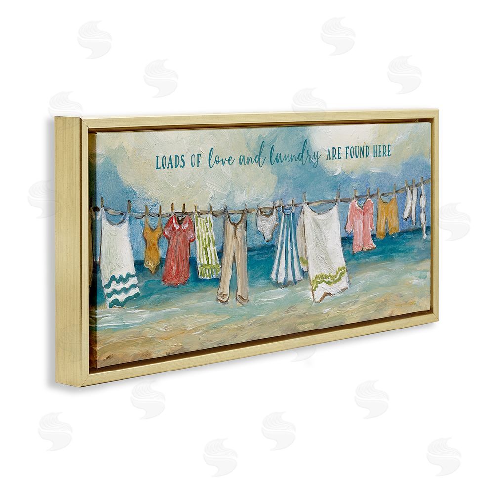 Charlene Olson Laundry By The Sea Gold Floating Frame Canvas Wall Art Print