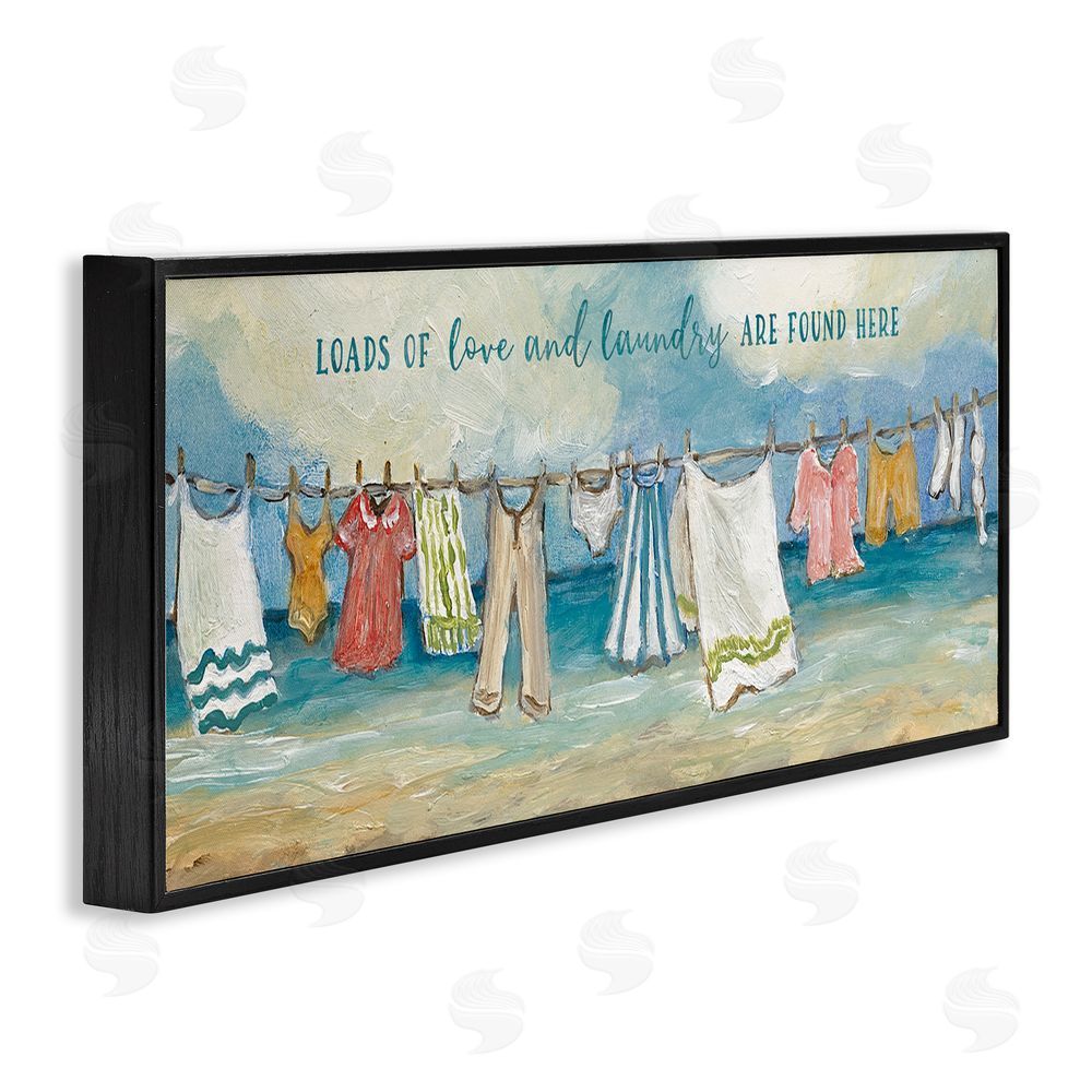 Charlene Olson Laundry By The Sea Black Framed Giclee Wall Art Print