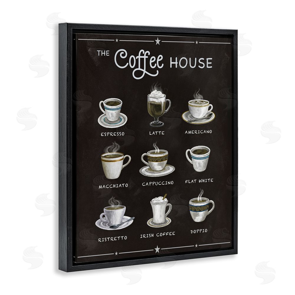 Conrad Knutsen The Coffee House Menu Black Floating Frame Canvas Wall Art Print