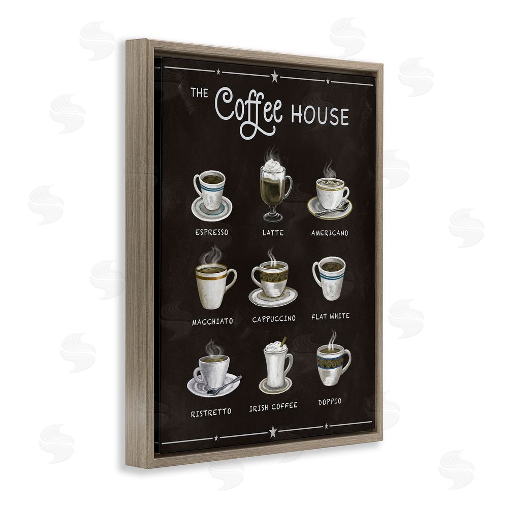 Conrad Knutsen The Coffee House Menu Brown Floating Frame Canvas Wall Art Print