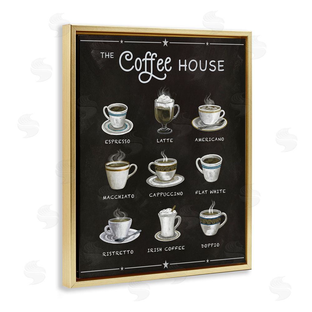 Conrad Knutsen The Coffee House Menu Gold Floating Frame Canvas Wall Art Print