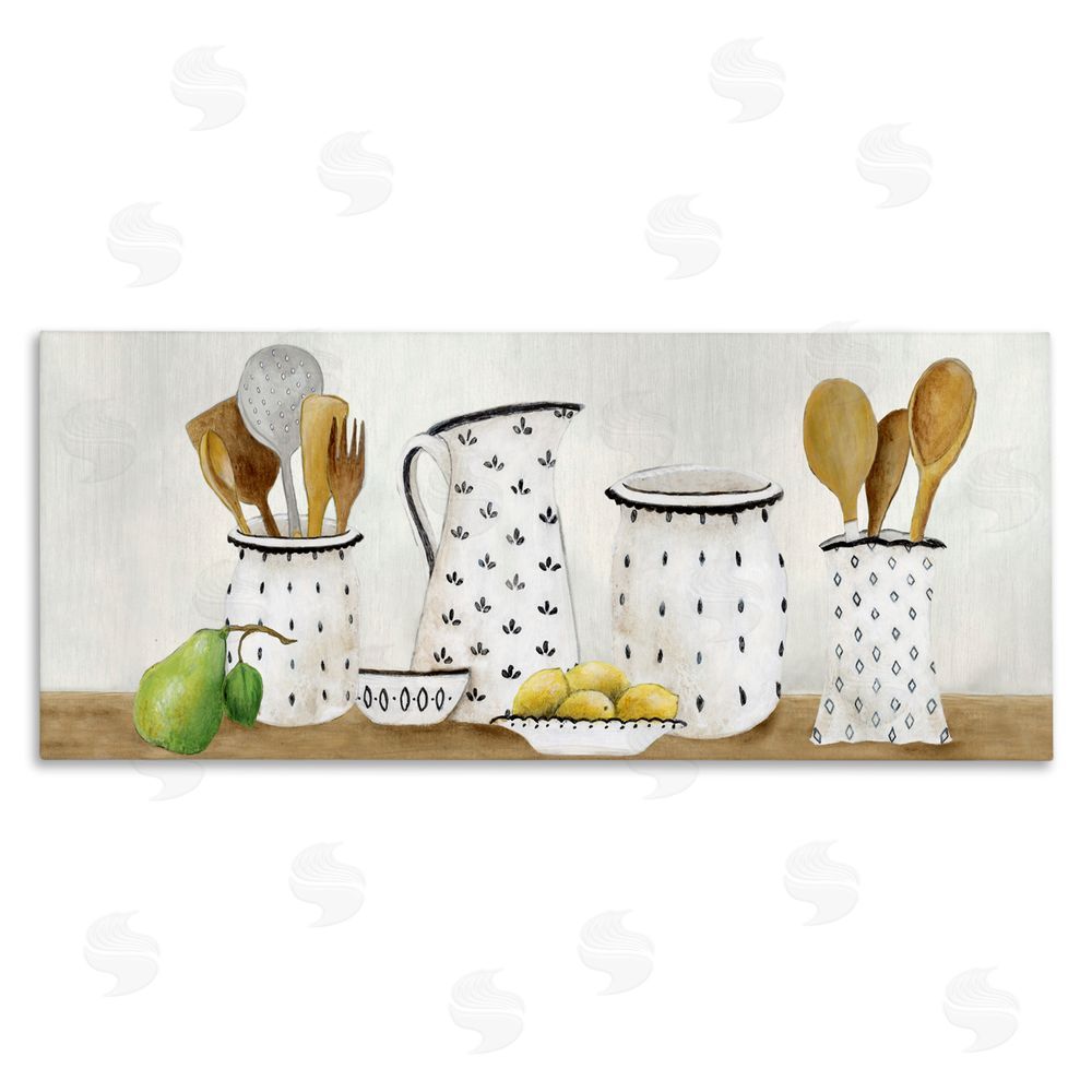 Janet Tava Kitchen Jugs & Utensils Stretched Canvas Wall Art Print