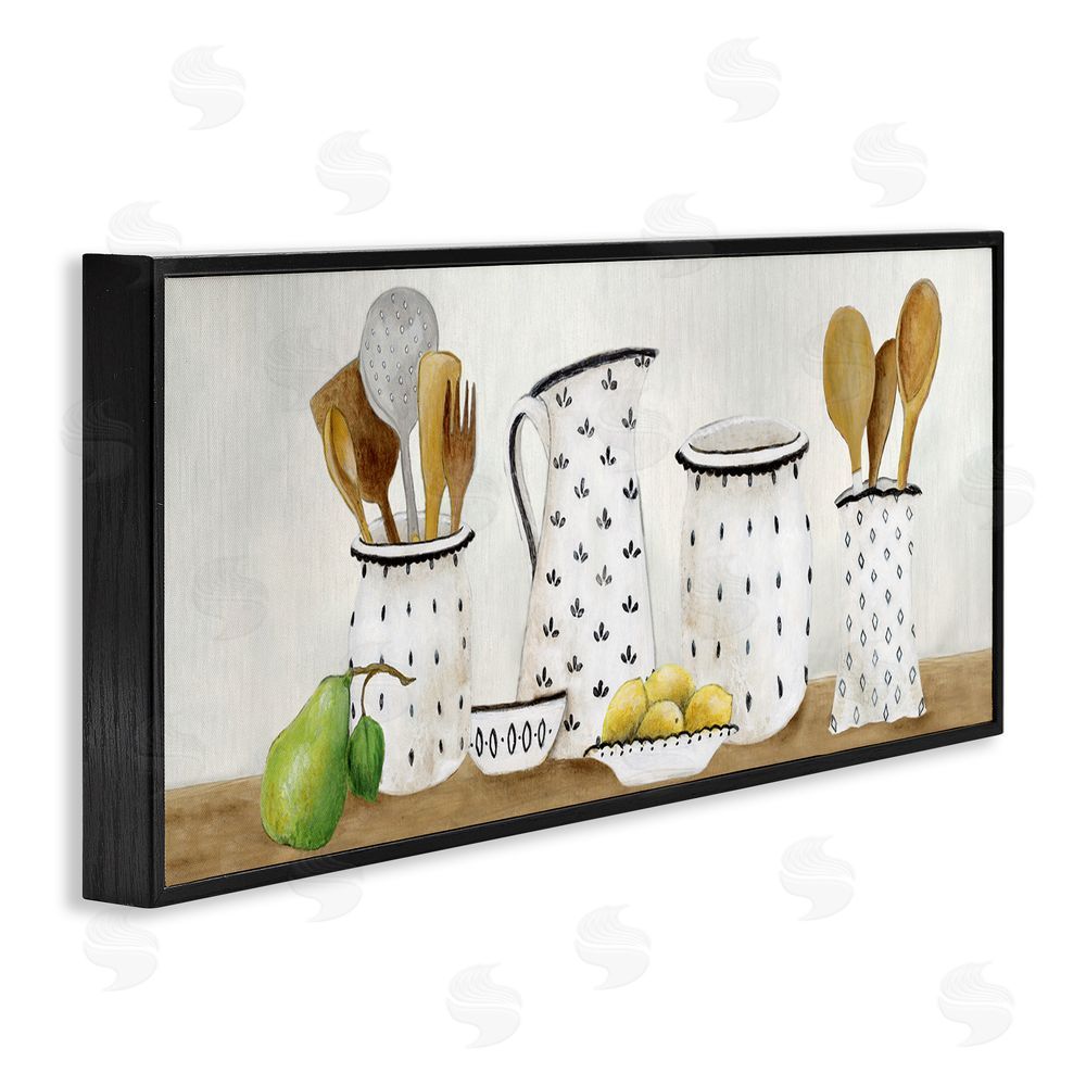 Janet Tava Kitchen Jugs & Utensils Black Framed Giclee Wall Art Print