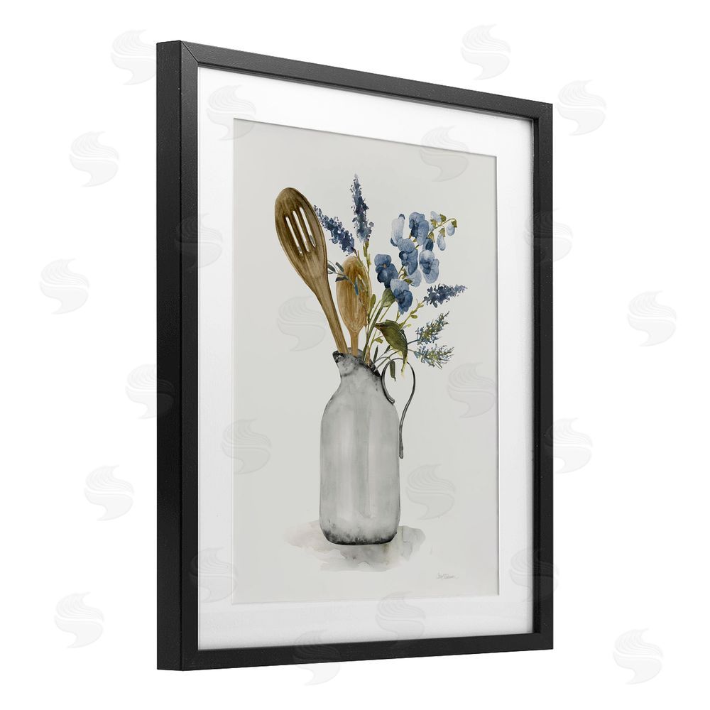 Carol Robinson Vintage Pitcher with Utensils Black Framed Print Under Glass Wall Art
