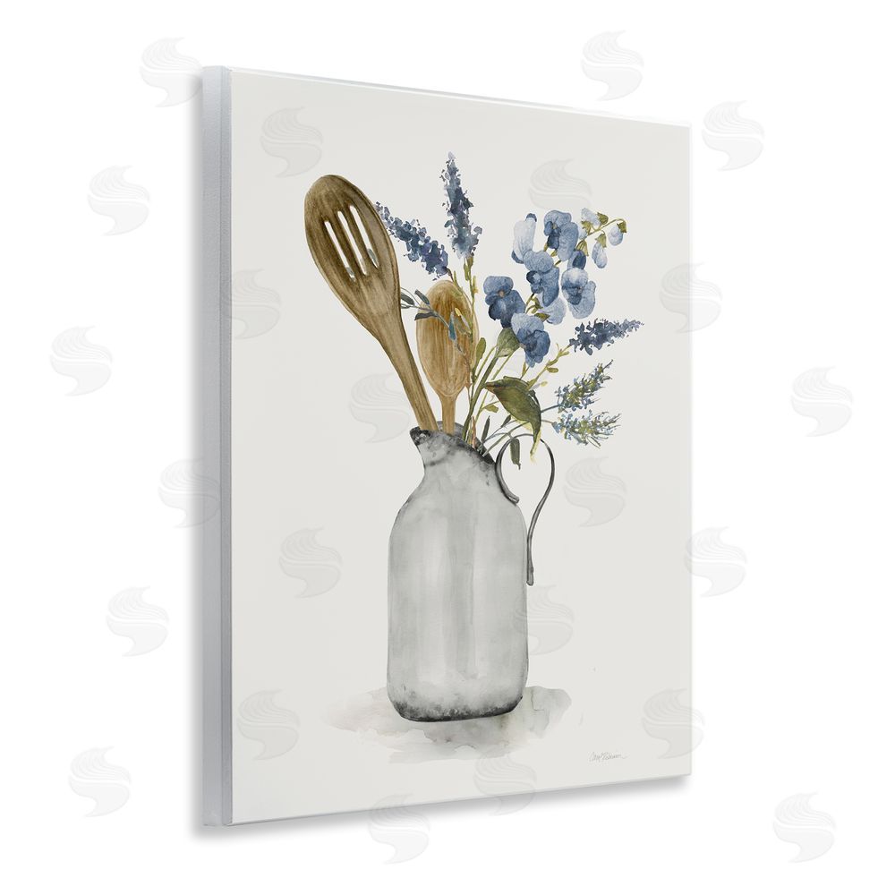 Carol Robinson Vintage Pitcher with Utensils Wooden Wall Plaque Art Print