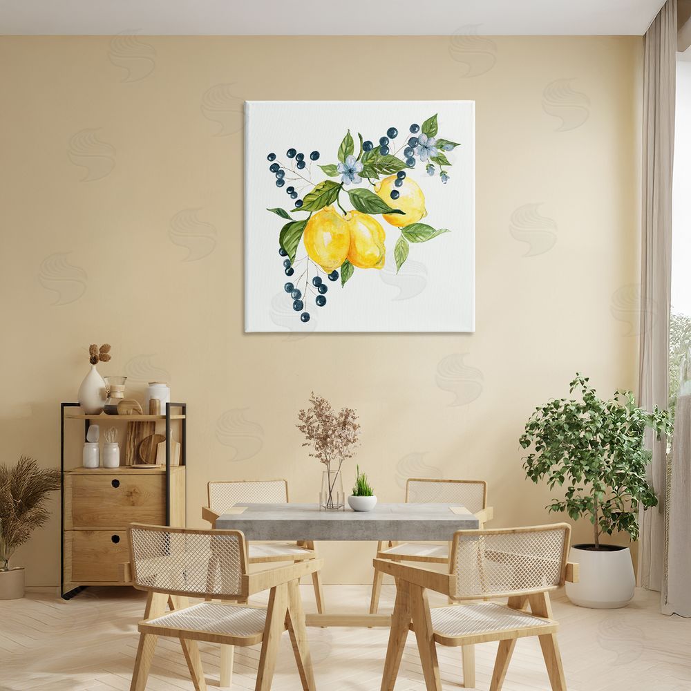 Livi Finn Lemon Branch with Berries Stretched Canvas Wall Art in Room