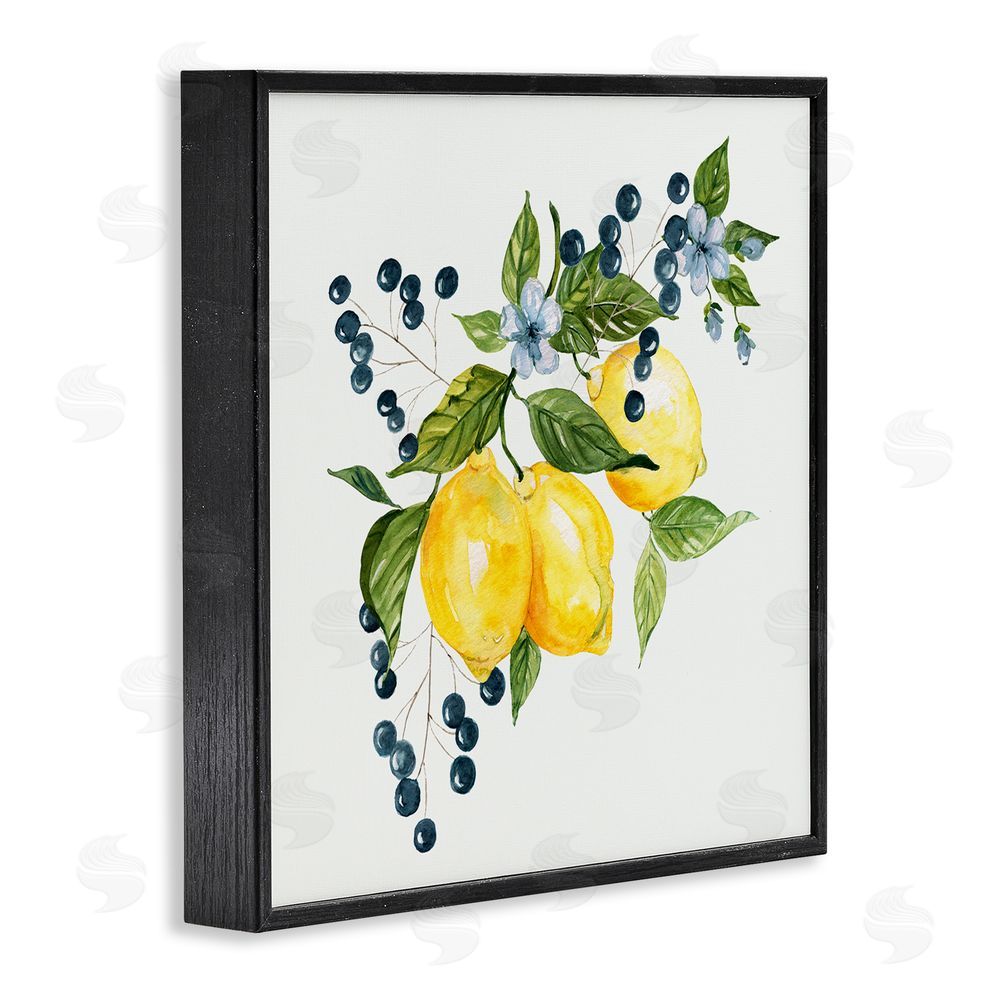 Livi Finn Lemon Branch with Berries Black Framed Giclee Wall Art Print